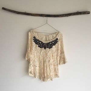 Free People • Cream Lace Top